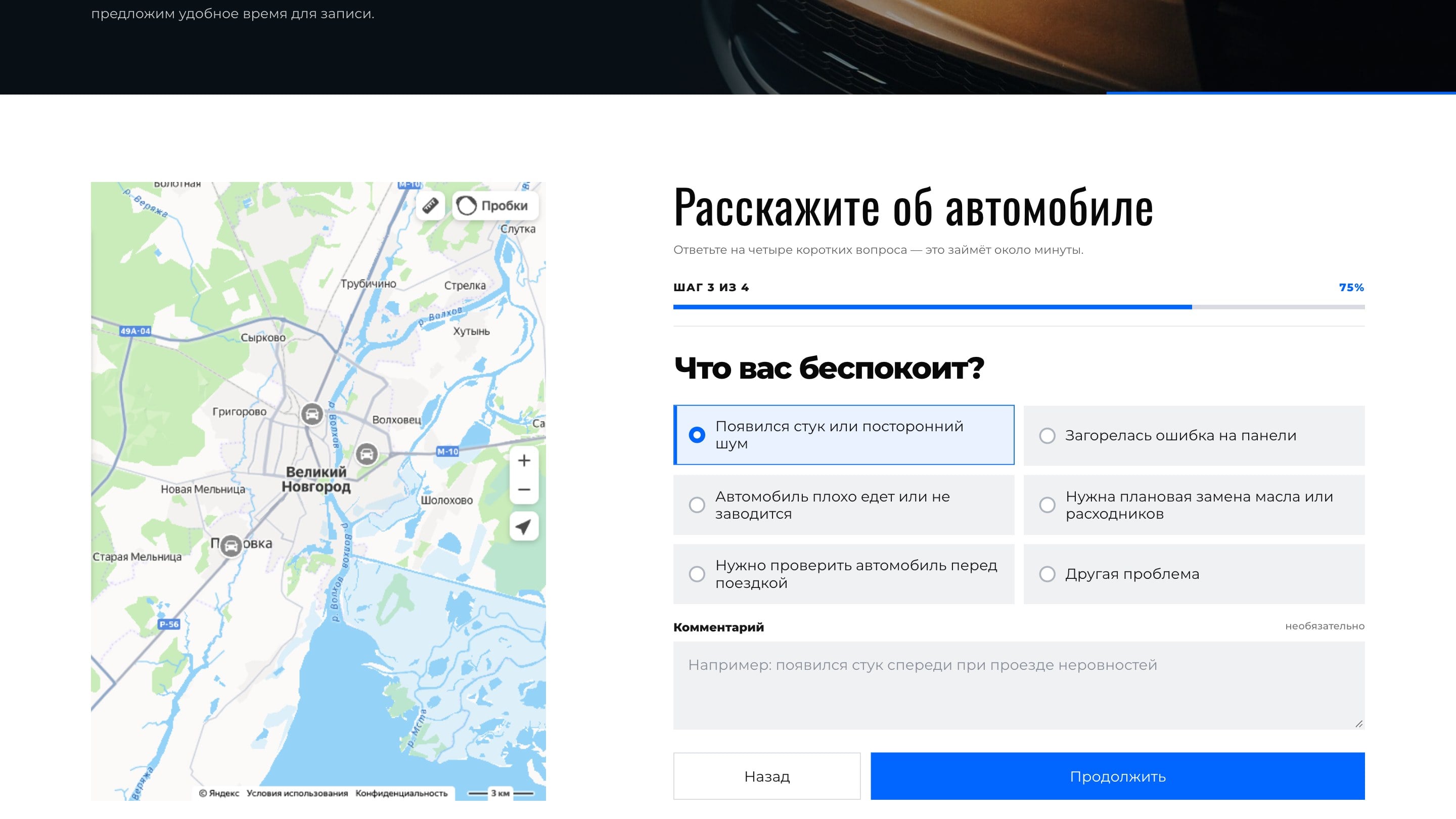 Шаг 3: что беспокоит, вариант или своими словами